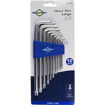 Kit de Chaves Hexalobular Longas Com 9 PeçasT10 a T40 Brasfort
