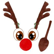 Kit de Chifre de Rena para Carro - Natal - Com Olhos e Nariz Vermelhos