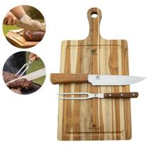 Kit De Churrasco Com 3 Peças Hitita 8 Faca Garfo E Tábua Imperial Carmel