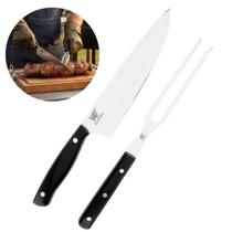 Kit De Churrasco Preparação Faca E Garfo Cabo Acrílico Aço Imperial