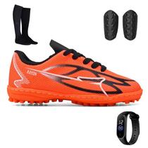 Kit de Chuteira Infantil Society Leve + Meião + Caneleira e Relógio para Crianças Kit de Chuteira Infantil Society Leve + Meião + Caneleira e Relógio para Crianças