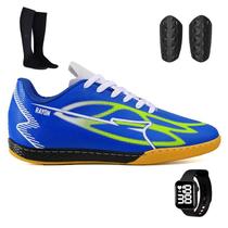 Kit de Chuteira Quadra Futsal + Caneleira e Relógio Kit de Chuteira Quadra Futsal + Caneleira e Relógio