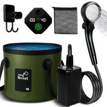 Kit de chuveiro de acampamento portátil Motivekit, balde dobrável de 20L Kit de chuveiro de acampamento portátil Motivekit, balde dobrável de 20L