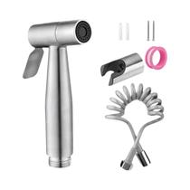 Kit De Chuveiro Manual De Alta Pressão Em Aço Inoxidável Com Mangueira De 48 Polegadas E Suporte De