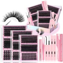 Kit de cílios postiços YIDUO Lashes Clusters 770 unidades com ligação e vedação Kit de cílios postiços YIDUO Lashes Clusters 770 unidades com ligação e vedação