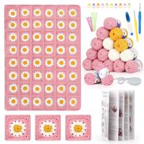 Kit de cobertor de crochê Katech Daisy Granny Square Beginners