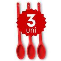 Kit de Colher de Silicone Longa 30cm Resistente Alta Temperatura Não Risca Panela Ideal para Refogar