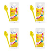 Kit de Colher para Sobremesa 12,35cm Amarela Strawplast 4 Pacotes com 50 unidades