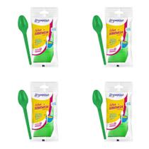 Kit de Colher para Sobremesa 12,35cm Verde Strawplast 4 Pacotes com 50 unidades