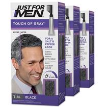 Kit de coloração de cabelo exclusivo para homens Touch of Grey Black T-55 x3 Kit de coloração de cabelo exclusivo para homens Touch of Grey Black T-55 x3
