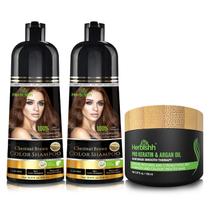 Kit de coloração de cabelo Herbishh Chestnut Brown 150ml