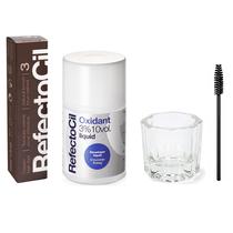 Kit de coloração de cabelo RefectoCil Natural Brown (3) com oxidante 3%