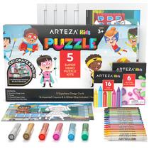 Kit de Colorir Arteza Kids - 5 Quebra-Cabeças de Super-Heróis (+3 anos)
