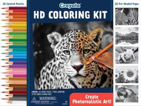 Kit de colorir Crayola HD com 30 lápis de cor e 20 páginas