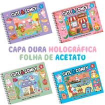 Kit de Colorir Cute & Comfy Super Extra Vol. 1, 2, 3, 4 Bobbie Goods Capa Dura Holográfica Espiral Camelot