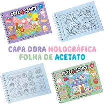 Kit de Colorir Cute & Comfy Super Extra Vol. 1 e 3 Bobbie Goods Capa Dura Holográfica Espiral Camelot Kit de Colorir Cute & Comfy Super Extra Vol. 1 e 3 Bobbie Goods Capa Dura Holográfica Espiral Camelot