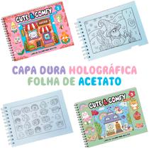 Kit de Colorir Cute & Comfy Super Extra Vol. 2 e 3 Bobbie Goods Capa Dura Holográfica Espiral Camelot