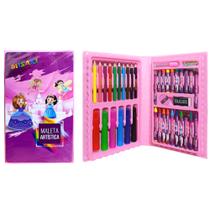 Kit de Colorir Maleta Princesas Lápis Giz e Acessórios 40pçs