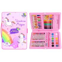 Kit de Colorir Maleta Unicórnio Lápis Giz e Acessórios 68pçs