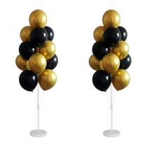 Kit de coluna de balão IMISNO com balão cromado metálico preto e dourado