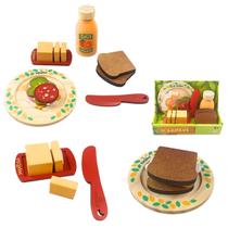 Kit de Comidinha de Brinquedo Infantil Madeira Lanche 10 Pçs