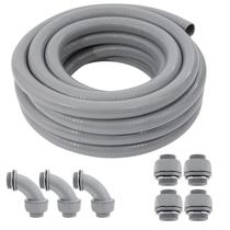 Kit de conduítes elétricos DWALE Liquid-Tight 1,5 cm x 15 m com conexões Kit de conduítes elétricos DWALE Liquid-Tight 1,5 cm x 15 m com conexões