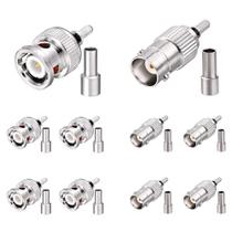 Kit de conectores de crimpagem BNC Superbat BNC macho+BNC fêmea (pacote com 10) Kit de conectores de crimpagem BNC Superbat BNC macho+BNC fêmea (pacote com 10)