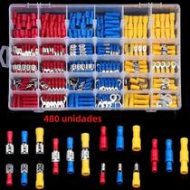 Kit de Conectores de Fio Isolados - Terminais de Pá Macho e Fêmea (102/280/300/480 peças) - Crimpagem a Frio