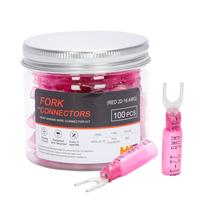 Kit de conectores de garfo HKS 100PCS 8 vermelho termorretrátil de calibre 22-16