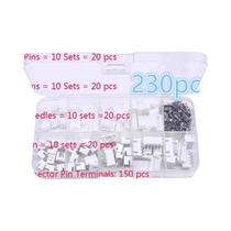 Kit De Conectores Terminais 230/250 Peças 2p 3p 4p 5pin 2.54mm Pitch Macho E Fêmea Para Fios