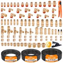 Kit de Conexões para Linha de Ar CheeMuii 100 Peças em Latão, Mangueira DOT 15 m Kit de Conexões para Linha de Ar CheeMuii 100 Peças em Latão, Mangueira DOT 15 m