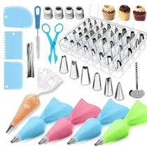 Kit de Confeitaria com 72 Pecas Para Decoracao de Bolos e Cupcakes Azul Kit de Confeitaria com 72 Pecas Para Decoracao de Bolos e Cupcakes Azul