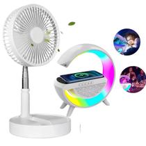 Kit de Conforto Doméstico - Luminária De Mesa G + Ventilador Recarregável Silencioso