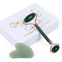 Kit de conjunto facial Quartz Rose Jade Roller e Gua Sha Green
