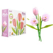 Kit de construção de buquê de flores, tulipas artificiais com blocos