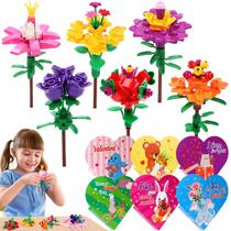Kit de construção HINZER Flowers para presentes de Dia dos Namorados, pacote com 24
