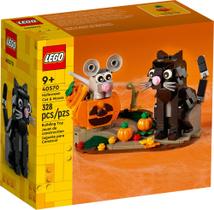Kit de construção LEGO Halloween Cat & Mouse 40570 com abóbora