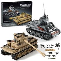 Kit de construção WW2 Army Tank Toys German Tiger e American M4 Kit de construção WW2 Army Tank Toys German Tiger e American M4