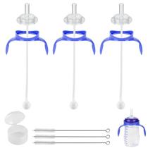 Kit de conversão de bico macio Straw Cup para mamadeira Lansinoh, kit de transição para crianças pequenas com bico superior de canudo de silicone, canudo pesado, alça de mamadeira, escova de limpeza, pacote com 3, mais de 8 m