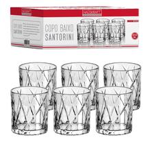 Kit de Copo Baixo Decorado de Vidro para Drinks Santorini 315mL - 6 Unidades - Hauskraft