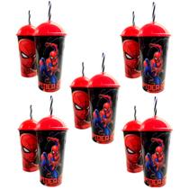 Kit de Copos para Festa do Homem Aranha Shake com Canudo - 5 und