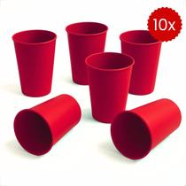 Kit De Copos Plástico Reutilizável 200ML Para Bebidas Festa Escola Merenda Almoço 10 Unidades
