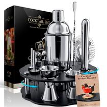 Kit de Coqueteleira 750ml Profissional com Acessórios de Bar e Suporte Rotativo Vitino Carousel