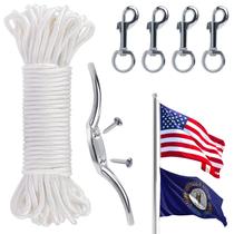 Kit de corda de bandeira PAMASE Corda de mastro de bandeira de 100 pés para mastros de bandeira de até 50 pés