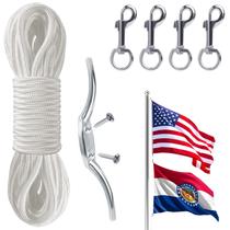 Kit de Corda para Mastro de Bandeira PAMASE 15m Poliéster com Presilhas de Zinco