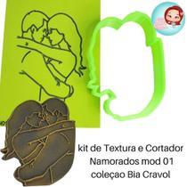 Kit de Cortador e Textura - Namorados Mod 01 - Coleção Bia Cravol