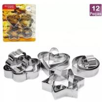 Kit De Cortadores De Inox Biscoito Pasta Americana 12 Peças