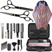 Kit de corte de cabelo Barberplan, 22 unidades com bolsa, tesoura, capa e pentes Kit de corte de cabelo Barberplan, 22 unidades com bolsa, tesoura, capa e pentes