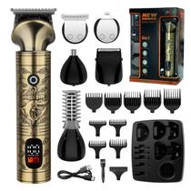 Kit de corte de cabelo dourado com display digital, 9 pentes