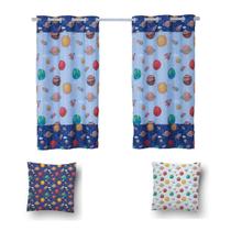 Kit De Cortina De 2 Metros + 2 Almofadas Infantis Kids Kit De Cortina De 2 Metros + 2 Almofadas Infantis Kids